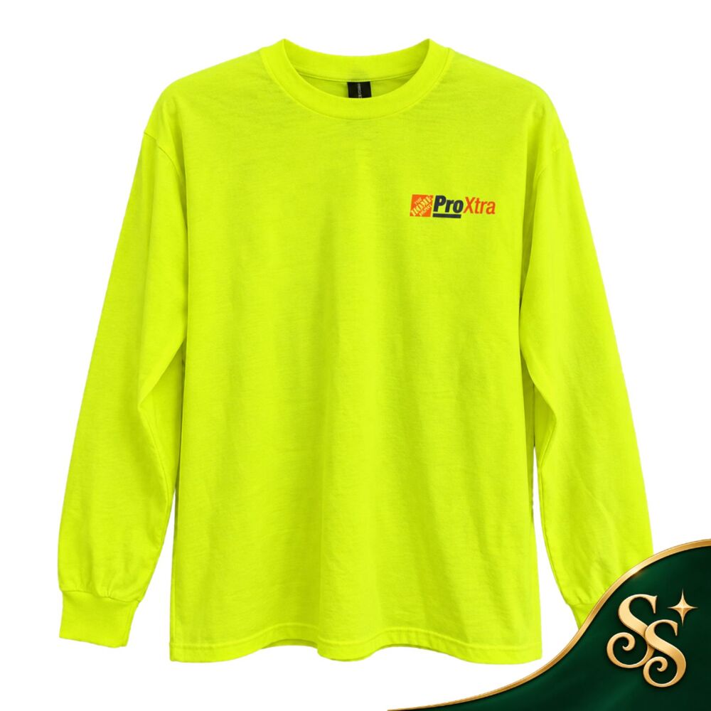 Gildan Home Depot Pro Xtra Long Sleeve Shirt Neon Yellow Size L